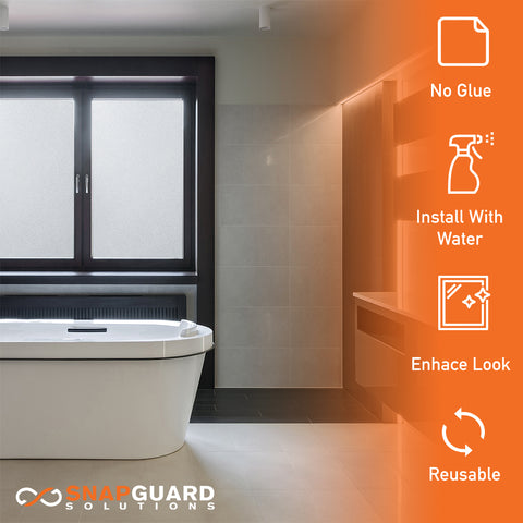 Snapguard Solutions Privacy Frosted Glass Window Film (Static Cling, Non-Adhesive)