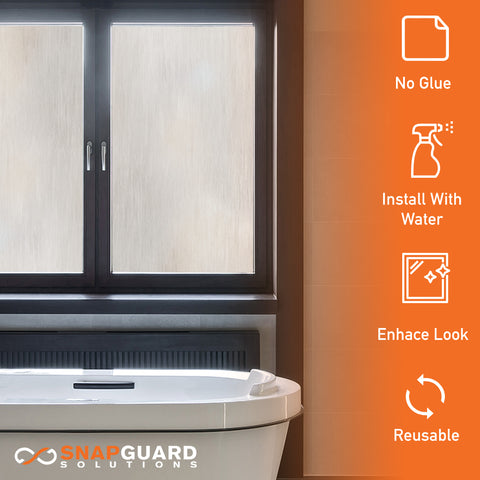 Snapguard Solutions Privacy Frosted - Silver Mist Glass Window Film (Static Cling, Non-Adhesive)