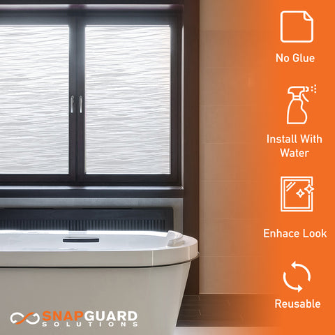 Snapguard Solutions Privacy Frosted - Silver Wave Glass Window Film (Static Cling, Non-Adhesive)